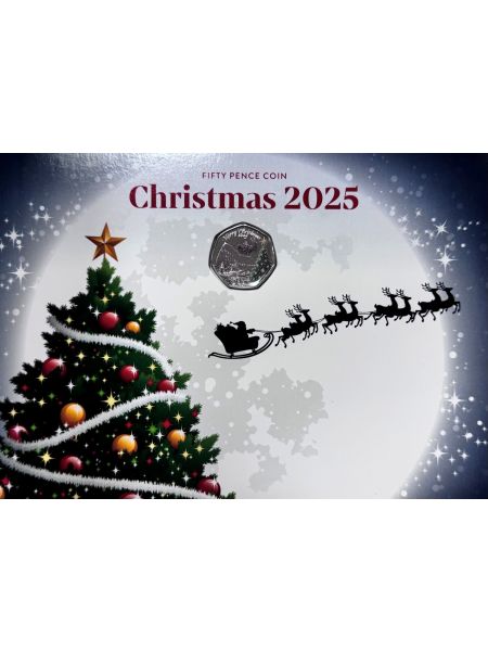 2025 Limited Edition Christmas 50p BU Colour Coin Card