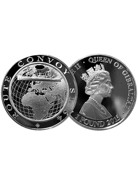 Fine Silver £1 Convoy SL64 - Route (Calcutta)