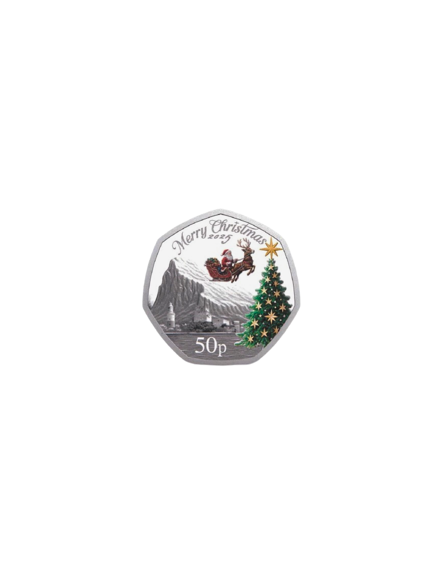 2025 Limited Edition Christmas 50p BU Colour Coin Card