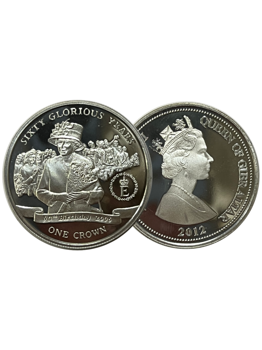 2012 Silver Plated One Crown Sixty Glorious Years - 80th Birthday