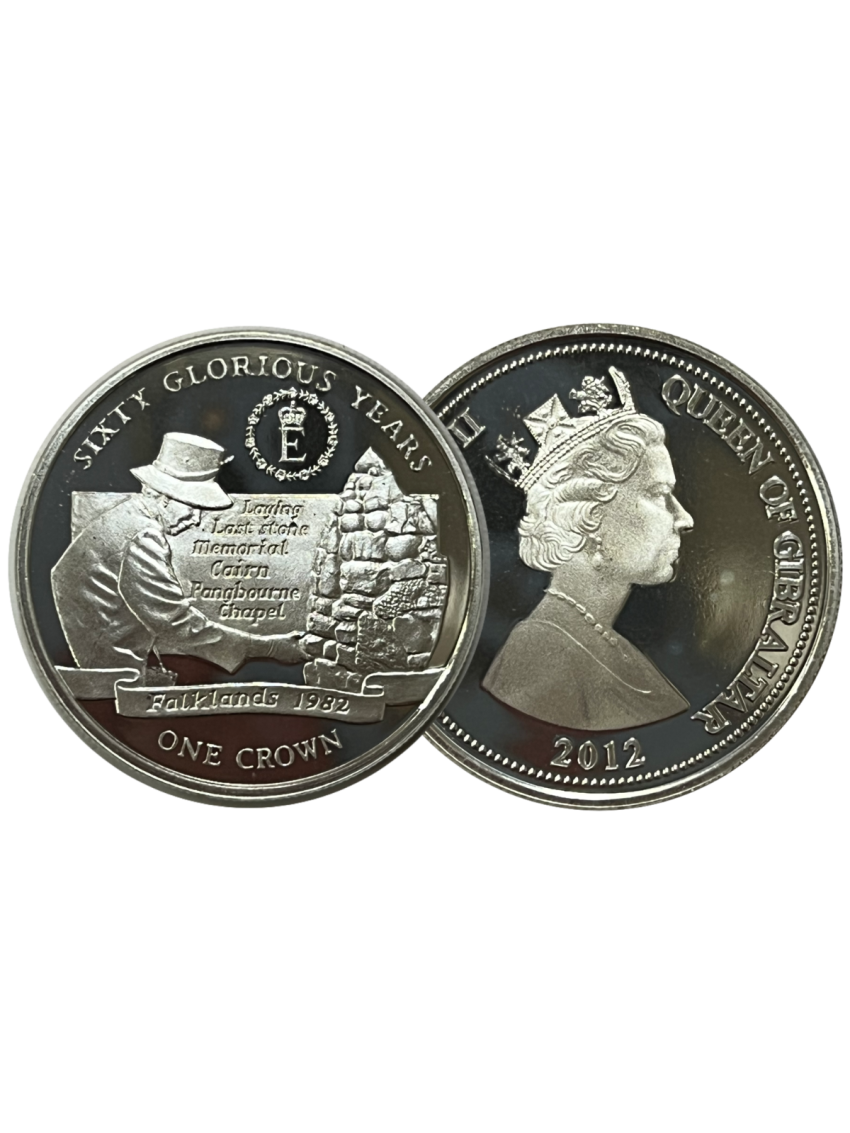 2012 Silver Plated One Crown Sixty Glorious Years - Falklands 1982