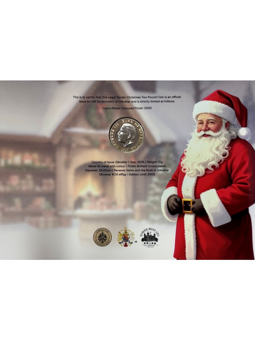2025 Limited Edition Christmas £2 BU Colour Coin Card