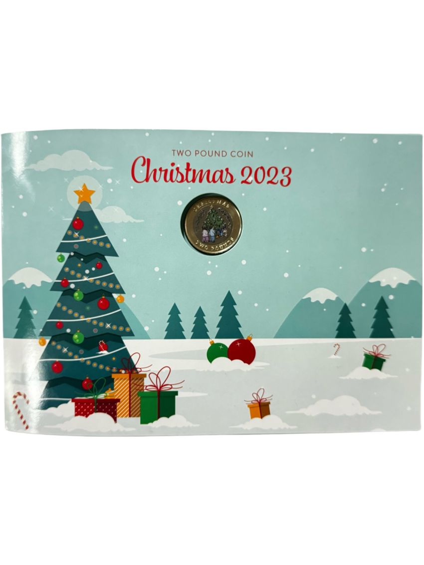 Limited Edition 2023 BU £2 Christmas Tree Coloured Coin & Card