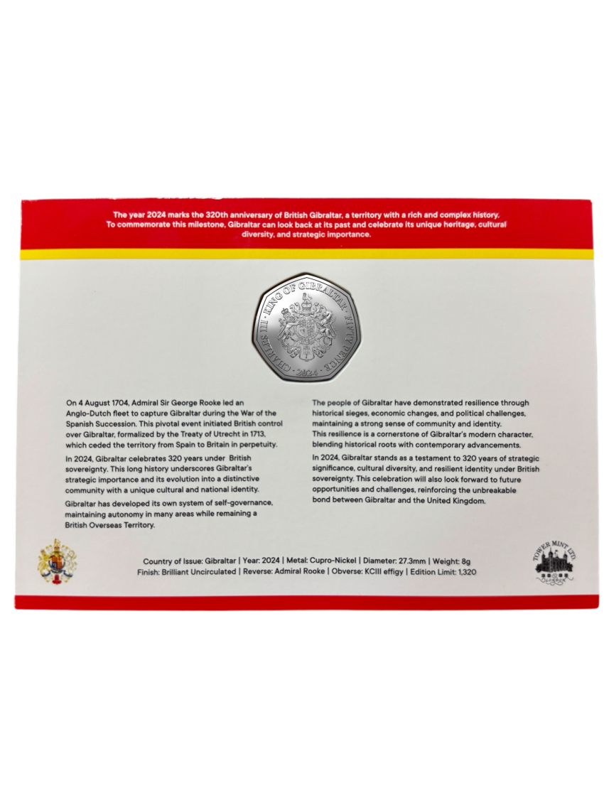 2024 50p BU 320th Anniversary of Gibraltar Limited Edition Presentation Pack